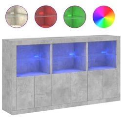 Komoda s LED svjetlima siva boja betona 181,5x37x100 cm
