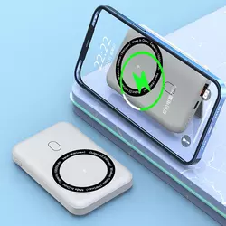 Power bank Enhancer - prenosna baterija z magnetnim oprijmemom za brezžično polnjenje Apple iPhone pametnih telefonov s tehnologijo MagSafe - 10000 mAh - siv