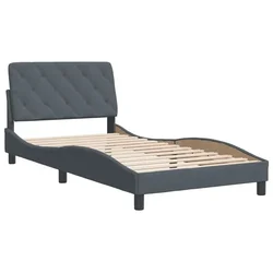 Vidaxl Posteljni okvir brez vzmetnice temno siv 100x200 cm žamet