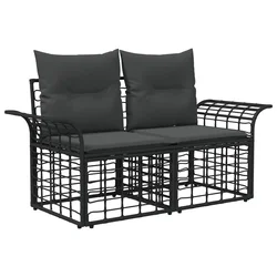 Vanjski loveseat s jastukom 2 pcs Crna i tamno siva poliratan