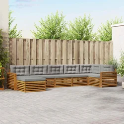 Set vanjskih sofa s jastukom 7 pcs Prirodna i svijetlo siva