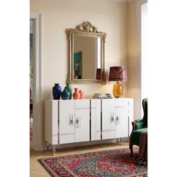 Hanah Home komoda Ilay 120, 120 cm, bela / srebrna