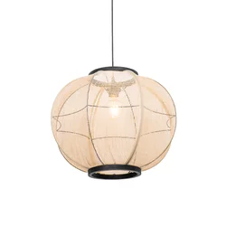 Orientalna viseča svetilka rjava tkanina 48 cm - Rob