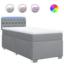 Vidaxl Box spring postelja z vzmetnico svetlo siv 100x200 cm blago