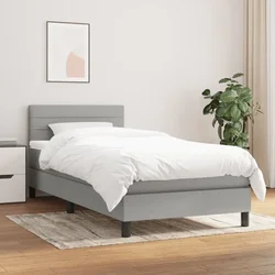 shumee Box spring postelja z vzmetnico svetlo siva 90x200 cm blago