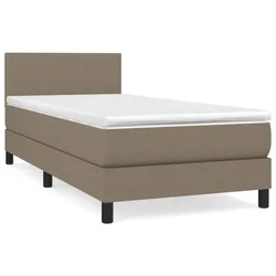 Vidaxl Box spring postelja z vzmetnico taupe 90x200 cm blago