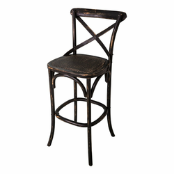 Črn barski stol iz masivnega bresta (višina sedeža 78 cm) – Antic Line