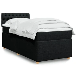 vidaXL Box spring postelja z vzmetnico črn 90x190 cm blago