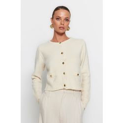 Trendyol Ecru Premium Yarn/Special Yarn Knitwear Cardigan