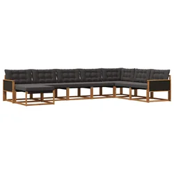 Set vanjskih sofa s jastukom 8 pcs Prirodna i crna