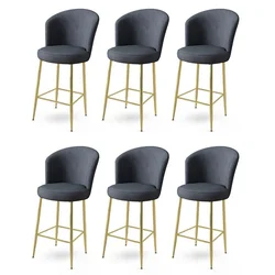 Hanah Home Set barskih stolica Fora, 6 komada, Antracit-zlatni