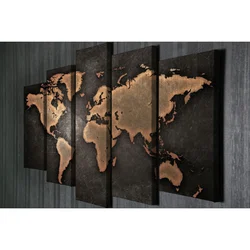 Wallity Pet slika karte sveta 105x70 cm crne