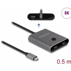 Delock Switch USB 10 Gb/s USB Type-C™, 2 na 1, dvosmerno, 8K