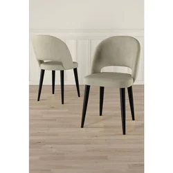 Hanah Home set trpezarijskih stolica Pane 8 kom, krem tkanina Babyface, crne metalne noge