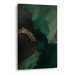 Slika zelena abstrakcija z zlatimi linijami - 40x60