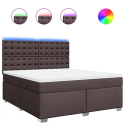 Vidaxl Box spring postelja z vzmetnico temno rjava 180x200 cm blago