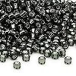 Kašaste perle (seed beads) 4 mm providna sa srebrnom linijom crna