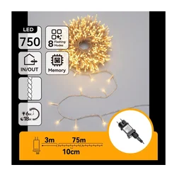 Aigostar - LED spoljašnji božićni lanac 750xLED/8 funkcija 78m IP44 topla bela