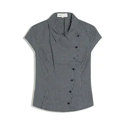 Bershka Bluza temno modra / bela