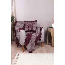 Lessentiel Maison Komplet posteljine Ponpon Tree, 130x170 cm, Bordo