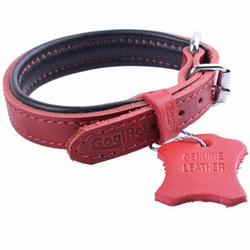 Ogrlica za pse - mekana kožna, crvena boja 35cm