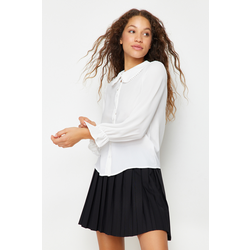 Trendyol White Baby Collar Frilly Woven Shirt