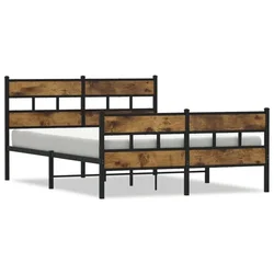 Vidaxl Kovinski posteljni okvir brez vzmetnice dimljen hrast 150x200cm