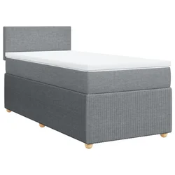 Vidaxl Box spring postelja z vzmetnico svetlo siva 90x190 cm blago