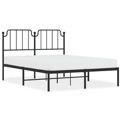 Vidaxl Kovinski posteljni okvir z vzglavjem črn 150x200 cm