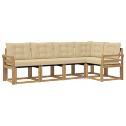 Set vanjskih sofa s jastukom 5 pcs Bijela i bež