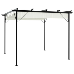 Den Pergola z zložljivo streho kremno bela 3x3 m jeklo