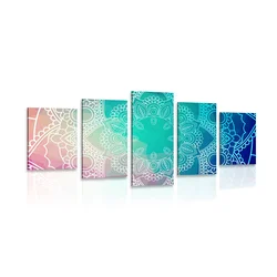 5-delna slika pastelna Mandala - 150x75