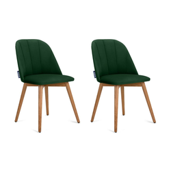 SET 2x Jedilni stol BAKERI 86x48 cm temno zelena/bukev