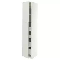METOD / MAXIMERA Vis.el. s 2 vrata/4 fioke, bela/Aspudden svetlosiva, 40x60x220 cm