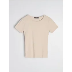 Sinsay - Pamučna basic majica - nude
