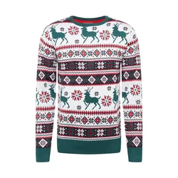 Lindbergh Pulover Christmas zelena/oranžno rdeča/bela