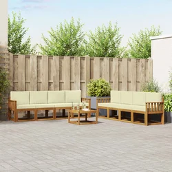 Set vanjskih sofa 9 kom. Prirodna i krem