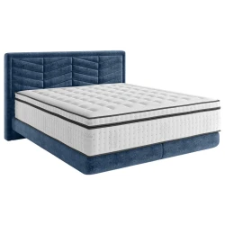 Carryhome POSTELJA BOXSPRING 140 cm x 200 cm , tekstil temno modra