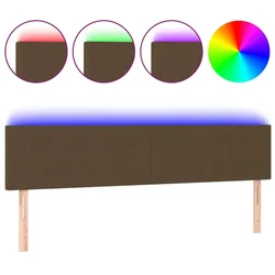 Vidaxl LED posteljno vzglavje temno rjavo 200x5x78/88 cm blago
