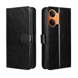 GS Ovitek za Xiaomi Poco X8 Pro Max, denarnica Crazy Horse, črn
