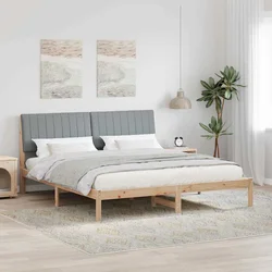 vidaXL Konstrukcija postelje z vzglavjem Rjava 180 x 200 cm blago