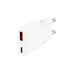 Logilink punjač 2 porta, 1 x USB type c, 1 x USB A, 30W, GaN, slim, bela