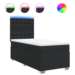 Vidaxl Box spring postelja z vzmetnico črna 90x190 cm umetno usnje