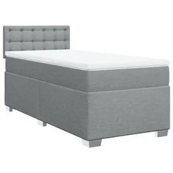 Vidaxl Box spring postelja z vzmetnico svetlo siva 80x200 cm blago