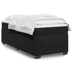 Vidaxl Box spring postelja z vzmetnico črna 90x200 cm žamet