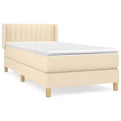 Vidaxl Box spring postelja z vzmetnico krem 100x200 cm blago