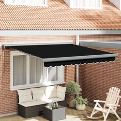 Povlačivi tende Crna 350 x 250 cm Platno i Aluminij