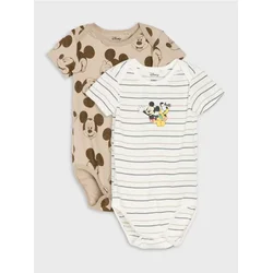 Sinsay - Pamučni bodi sa printom 2 pack Mickey Mouse - krem