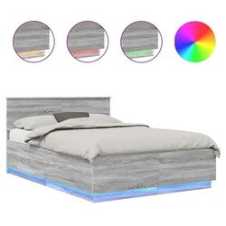 Vidaxl Konstrukcija postelje Siva Sonoma 150 x 200 cm Konstruiran les