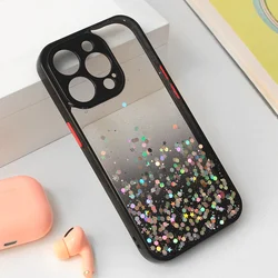 Maska za mobilni telefon iPhone 15 Pro FRAME GLITTER, Crna
